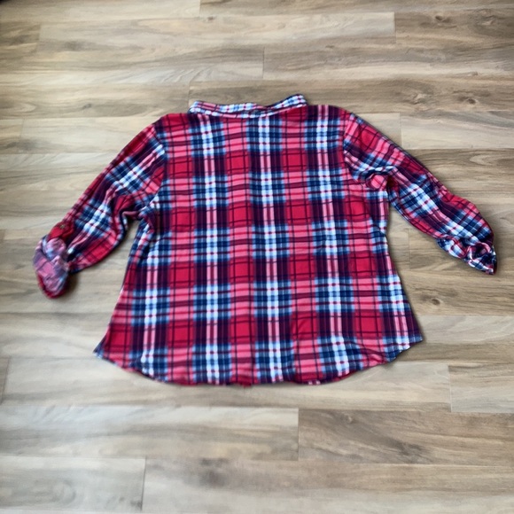 3/$24 No Comment top plaid print button down soft comfy casual top 3X jrs - Picture 10 of 16